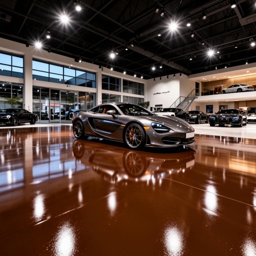 Piso epóxi aplicado em showroom automotivo
